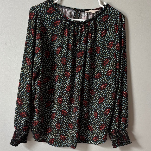 LOFT Tops - LOFT Black and Red Floral Blouse